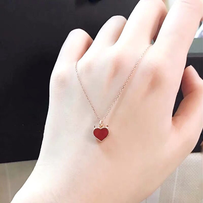 Wholesale Devil Heart Onyx Heart Alloy Necklaces